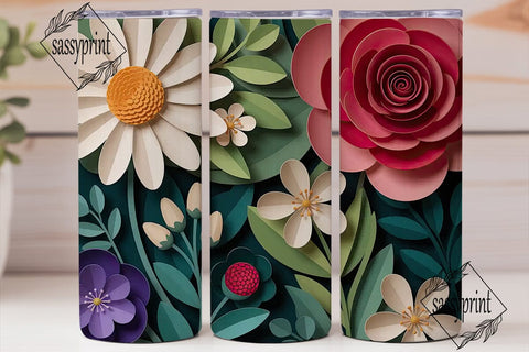 Muted Floral Paper Craft 20oz Tumbler Sublimation sassyprint 