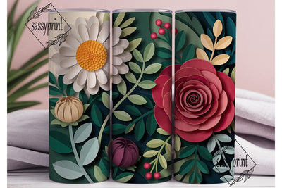 Muted Floral Paper Craft 20oz Tumbler Sublimation sassyprint 