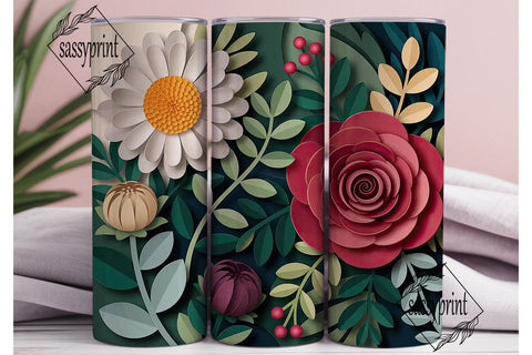 Muted Floral Paper Craft 20oz Tumbler Sublimation sassyprint 