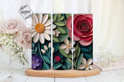 Muted Floral Paper Craft 20oz Tumbler Sublimation sassyprint 