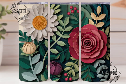 Muted Floral Paper Craft 20oz Tumbler Sublimation sassyprint 