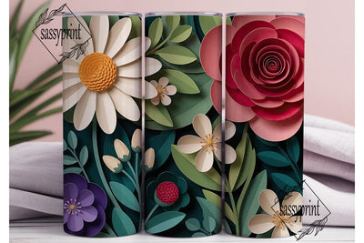 Muted Floral Paper Craft 20oz Tumbler Sublimation sassyprint 