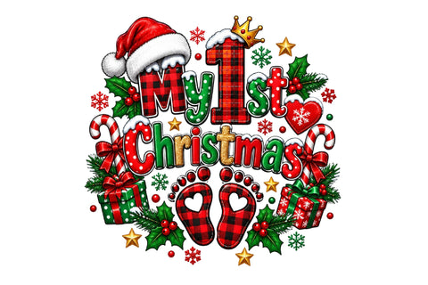 My 1st Christmas Clipart PNG Sublimation SVGArt 