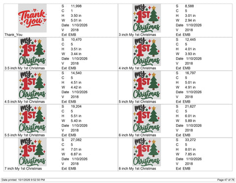 My 1st Christmas Embroidery Design – Baby First Christmas Tree Holiday Machine Embroidery File Embroidery/Applique DESIGNS PatternFeed8 