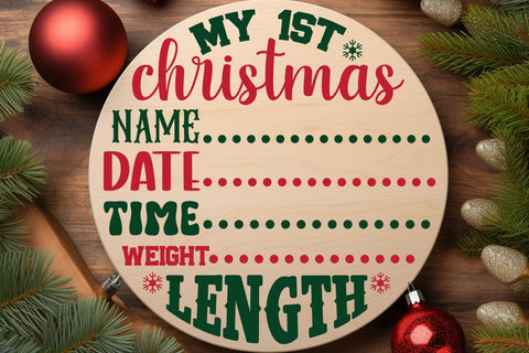 My 1st christmas name date time weight length SVG Angelina750 