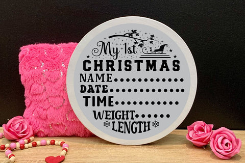 My 1st christmas name date time weight length SVG Angelina750 