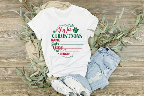 My 1st christmas name date time weight length SVG Angelina750 