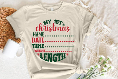 My 1st christmas name date time weight length SVG Angelina750 