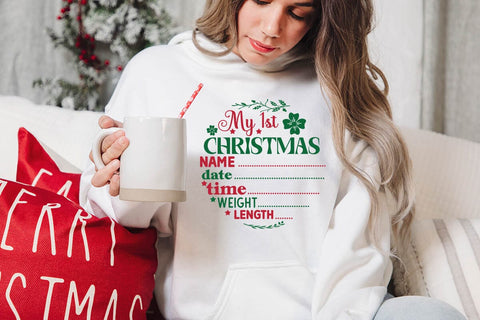 My 1st christmas name date time weight length SVG Angelina750 