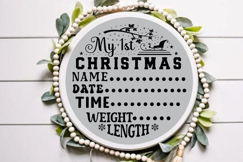 My 1st christmas name date time weight length SVG Angelina750 