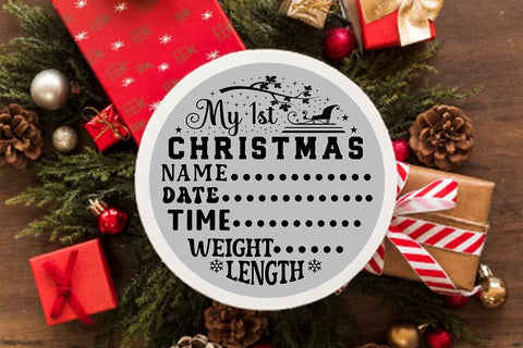 My 1st christmas name date time weight length SVG Angelina750 