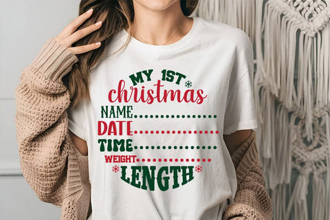My 1st christmas name date time weight length SVG Angelina750 
