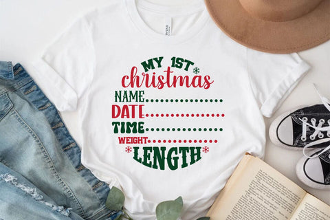 My 1st christmas name date time weight length SVG Angelina750 