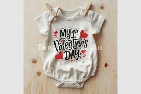My 1st Valentine's Day SVG, Baby First Valentine Shirt Design, Cute Newborn Valentine Onesie, Heart Sublimation PNG, Digital Download for Cricut & Silhouette, DXF EPS PDF AI CDR SVG TonisArtStudio 