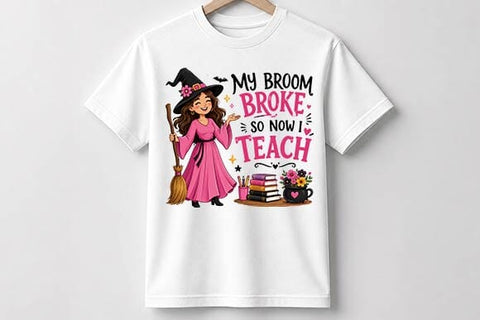 My Broom Broke So Now I Teach PNG, Funny Halloween Teacher Design SVG BillahCrafts 