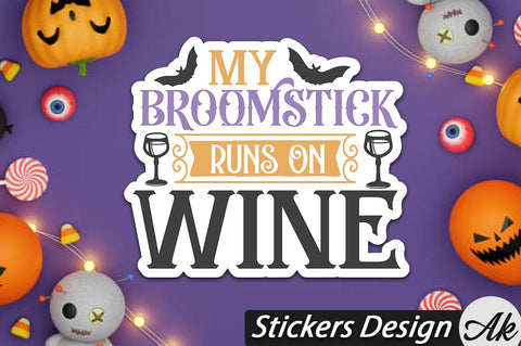 My broomstick runs on wine Stickers Design SVG akazaddesign 