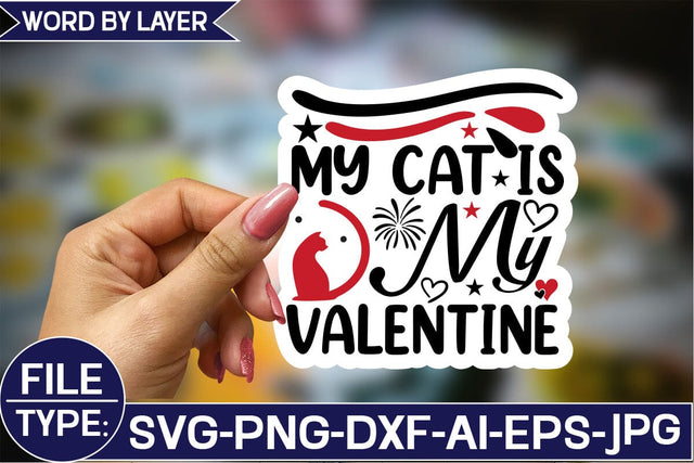 My Cat is My Valentine Sticker SVG Design SVG Studio Innate 