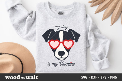 My Dog Is My Valentine SVG & PNG - Cute Dog With Heart Glasses Design SVG Wood And Walt 