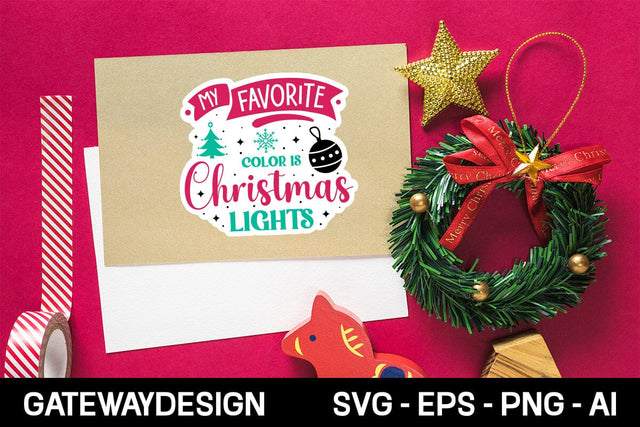 My Favorite Color Is Christmas Lights sticker Svg design SVG designmaster24 