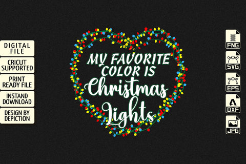 My Favorite Color Is Christmas Lights T-Shirt, Merry Christmas Lights Shirt Print Template Sketch DESIGN Depiction Studio 