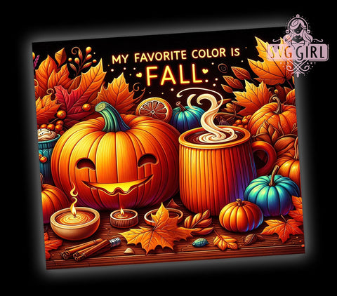 My Favorite Color Is Fall 20oz Tumbler Wrap Sublimation Design, Straight Tapered Tumbler Wrap, Autumn Halloween Tumbler Png, Instant Digital Download Sublimation SvggirlplusArt 