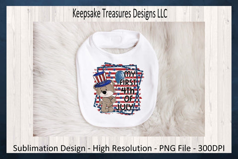 My First 4th Of July Baby Boy Bear, Patriotic Baby One Piece Sublimation PNG, Digital Download, PNG Printable Sublimation Keepsake Treasures Designs LLC. 