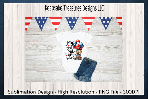 My First 4th Of July Teddy Bear, Sublimation PNG, Babies First, 4th of July Party, Digital Download, Happy 4th Of July, Printable PNG Sublimation Keepsake Treasures Designs LLC. 