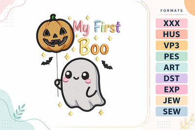 My First Boo Pumpkin Balloon Ghost Embroidery Design Embroidery/Applique DESIGNS sg embroidery 
