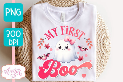 My first boo sublimation PNG | Kids Halloween design PNG Sublimation Amorclipart 