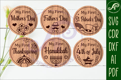 My first celebrations Baby holiday milestone discs SVG laser SVG APInspireddesigns 