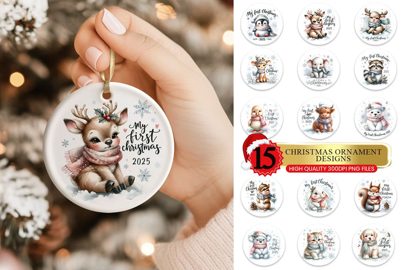My First Christmas 2025 Ornament PNG Bundle Sublimation BijouBay 