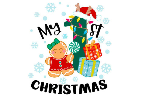 My First Christmas. Baby 1st Christmas T-Shirt Design. SVG Yuliya 