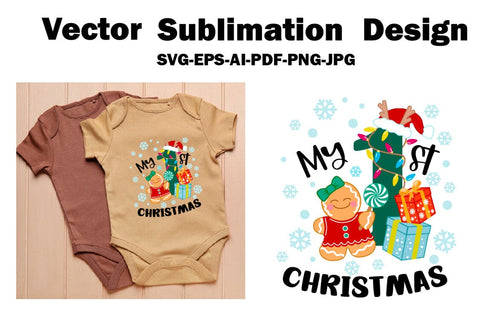 My First Christmas. Baby 1st Christmas T-Shirt Design. SVG Yuliya 