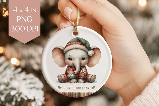 My First Christmas Elephant Sublimation PNG Sublimation BijouBay 