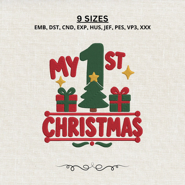 My First Christmas Embroidery Design – Baby 1st Christmas Machine Embroidery File, Christmas Tree Gift Holiday Design Embroidery/Applique DESIGNS PatternFeed8 