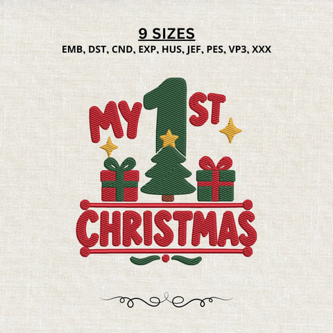 My First Christmas Embroidery Design – Baby 1st Christmas Machine Embroidery File, Christmas Tree Gift Holiday Design Embroidery/Applique DESIGNS PatternFeed8 