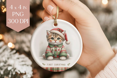 My First Christmas Kitten Sublimation PNG Sublimation BijouBay 