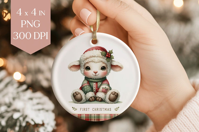 My First Christmas Lamb Sublimation PNG Sublimation BijouBay 