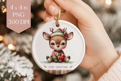 My First Christmas Reindeer Sublimation PNG Sublimation BijouBay 