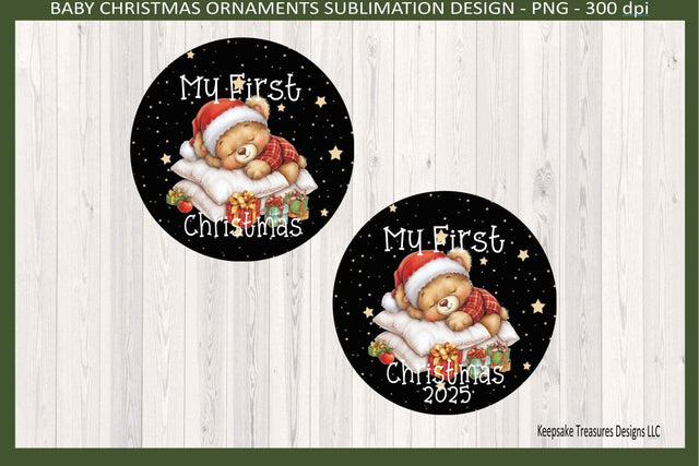 My First Christmas, Sleeping Baby Bear Christmas Ornament Template, Sublimation Png Sublimation Keepsake Treasures Designs LLC. 