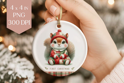My First Christmas Squirrel Sublimation PNG Sublimation BijouBay 