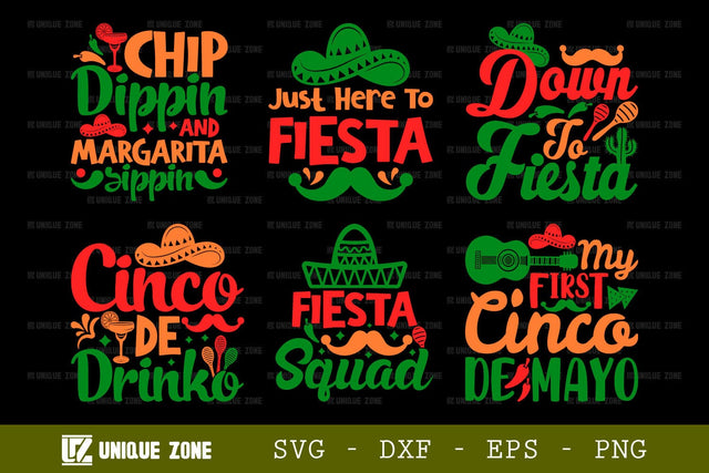 My First Cinco De Mayo SVG Fiesta Squad Tshirt Bundle Just Here To Fiesta Mexican Quote Design, SVG Unique Zone 