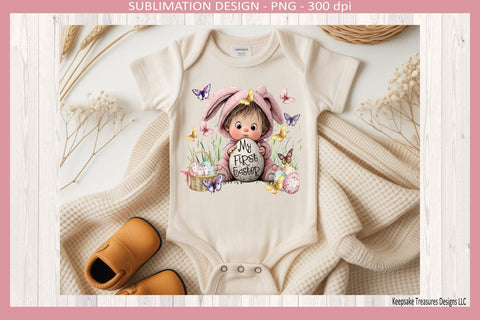 My First Easter Baby Bunny Design, Sublimation Png, Infant Easter Outfit Design Sublimation Keepsake Treasures Designs LLC. 