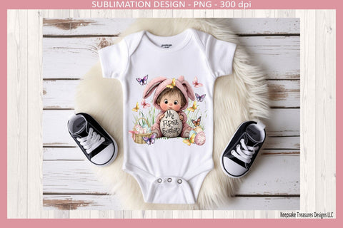 My First Easter Baby Bunny Design, Sublimation Png, Infant Easter Outfit Design Sublimation Keepsake Treasures Designs LLC. 