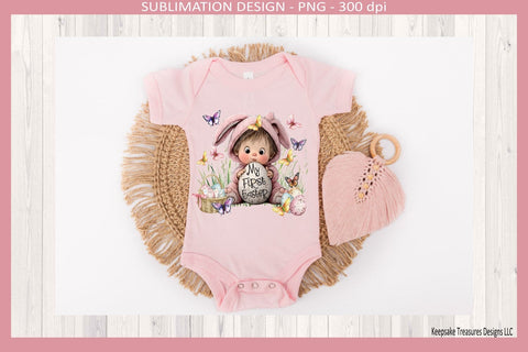 My First Easter Baby Bunny Design, Sublimation Png, Infant Easter Outfit Design Sublimation Keepsake Treasures Designs LLC. 