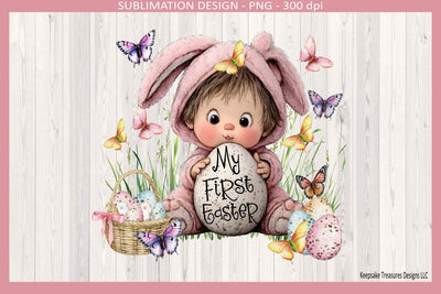 My First Easter Baby Bunny Design, Sublimation Png, Infant Easter Outfit Design Sublimation Keepsake Treasures Designs LLC. 