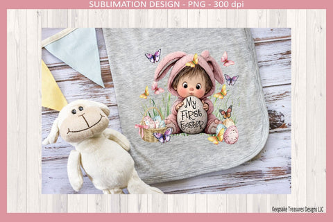 My First Easter Baby Bunny Design, Sublimation Png, Infant Easter Outfit Design Sublimation Keepsake Treasures Designs LLC. 