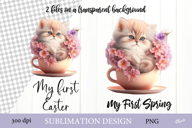 My First Easter, My First Spring. Cat, Kitty Sublimation PNG Sublimation Olga Terlyanskaya 