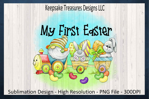 My First Easter, Spring Gnome Train, Watercolor Background, Spring Gnomes, Sublimation PNG Design, Gnome Baby One Piece Digital Download Sublimation Keepsake Treasures Designs LLC. 
