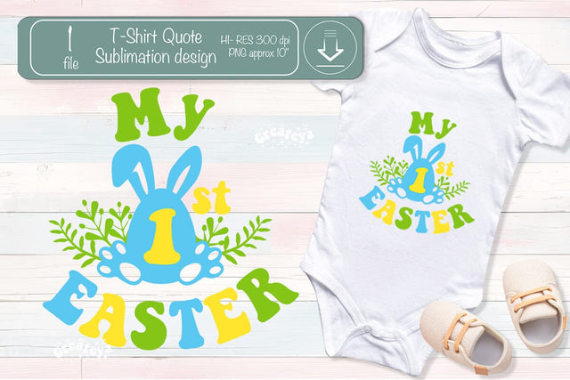 My first Easter Sublimation Quote Groovy Easter t-shirt png Sublimation Createya Design 